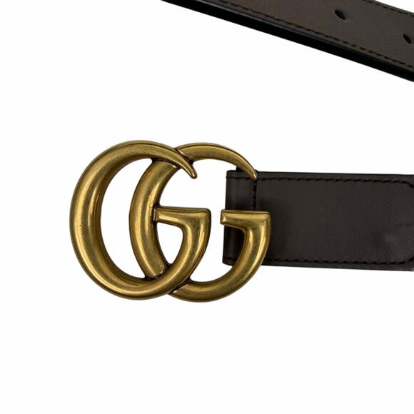 Gucci Canvas Monogram GG Buckle Supreme Leather Belt Brown Size 85cm/34\